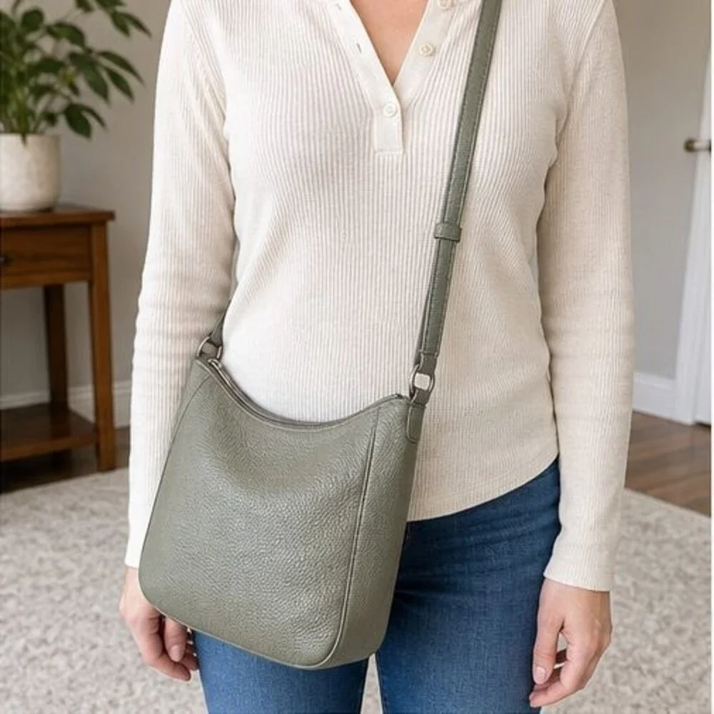 Ivory Pebbled Crossbody Bag
